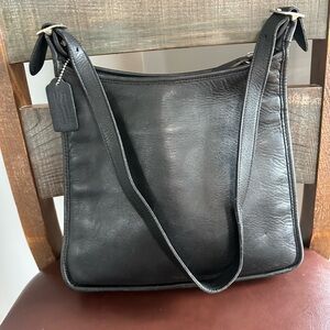 Vintage Coach Black Leather Shoulder Bag - Andrea Slim Tote